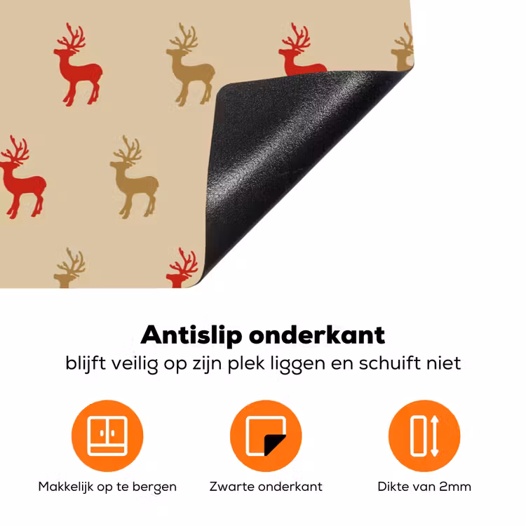 Patroon - Herten - Beige Inductie beschermer vinyl 3mm klein 276 -zzzzzzz-td-onderkant