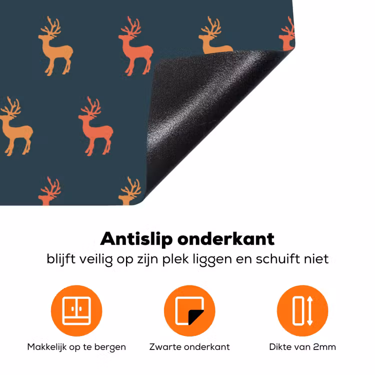 Patroon - Herten - Blauw Inductie beschermer vinyl 3mm klein 276 -zzzzzzz-td-onderkant