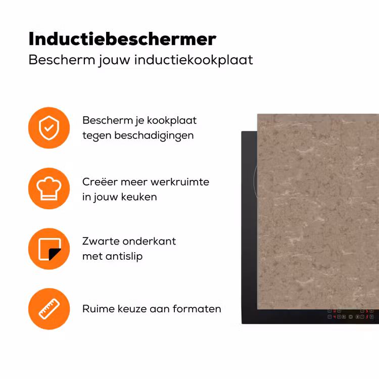 Patroon - Kalksteen - Beige Inductie beschermer vinyl 3mm klein 276 -zzzzzzz-td-ups