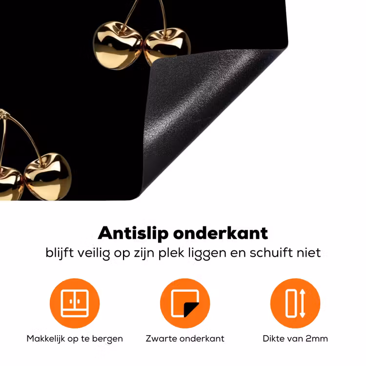 Patroon - Kersen - Goud - Chrome Inductie beschermer vinyl 3mm klein -zzzzzzz-td-onderkant