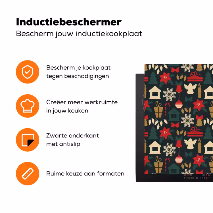 Patroon - Kerst - Symbolen Inductie beschermer vinyl 3mm klein 276 -zzzzzzz-td-ups