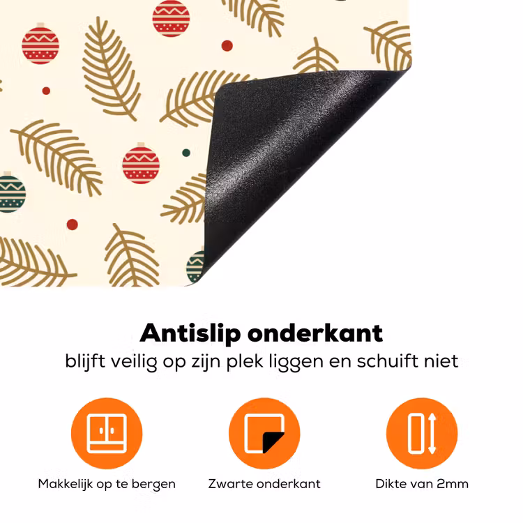 Patroon - Kerst - Symbolen - Beige Inductie beschermer vinyl 3mm klein 276 -zzzzzzz-td-onderkant