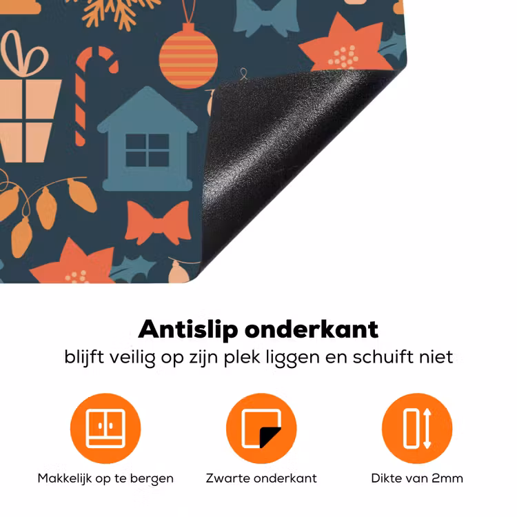 Patroon - Kerst - Symbolen - Blauw Inductie beschermer vinyl 3mm klein 276 -zzzzzzz-td-onderkant