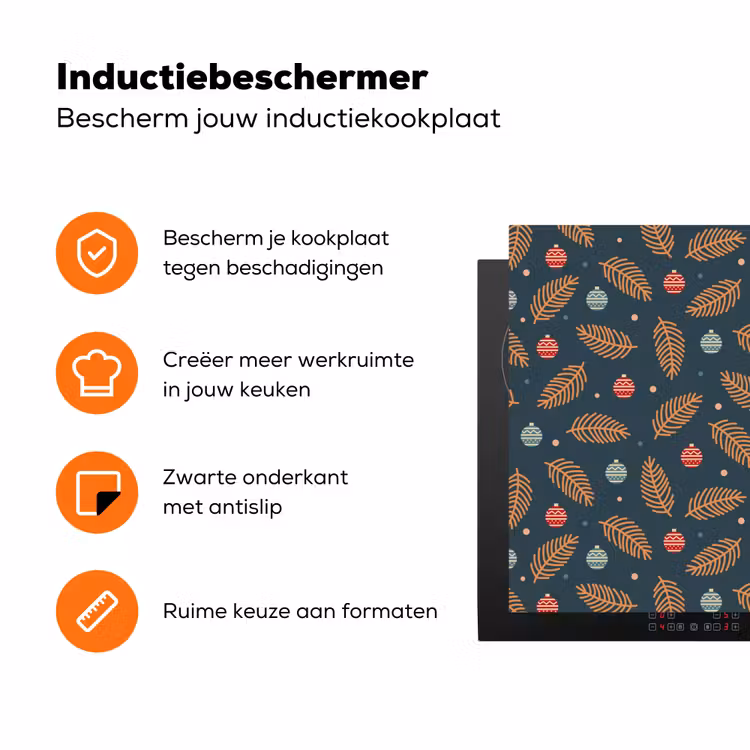 Patroon - Kerst - Symbolen - Donkerblauw Inductie beschermer vinyl 3mm klein 276 -zzzzzzz-td-ups