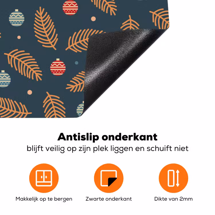 Patroon - Kerst - Symbolen - Donkerblauw Inductie beschermer vinyl 3mm klein 276 -zzzzzzz-td-onderkant