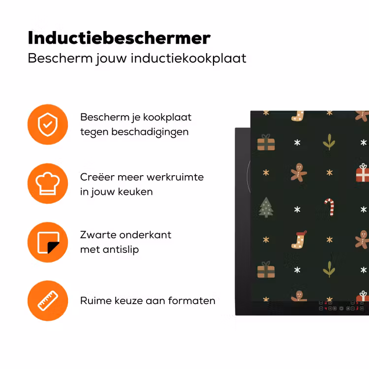 Patroon - Kerstsymbolen - Groen Inductie beschermer vinyl 3mm klein 276 -zzzzzzz-td-ups