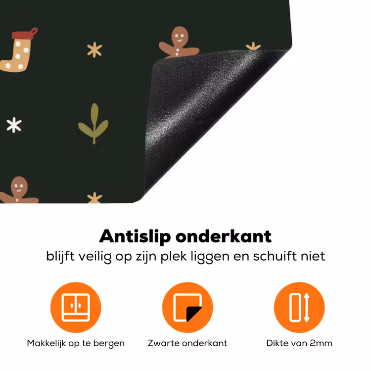 Patroon - Kerstsymbolen - Groen Inductie beschermer vinyl 3mm klein 276 -zzzzzzz-td-onderkant