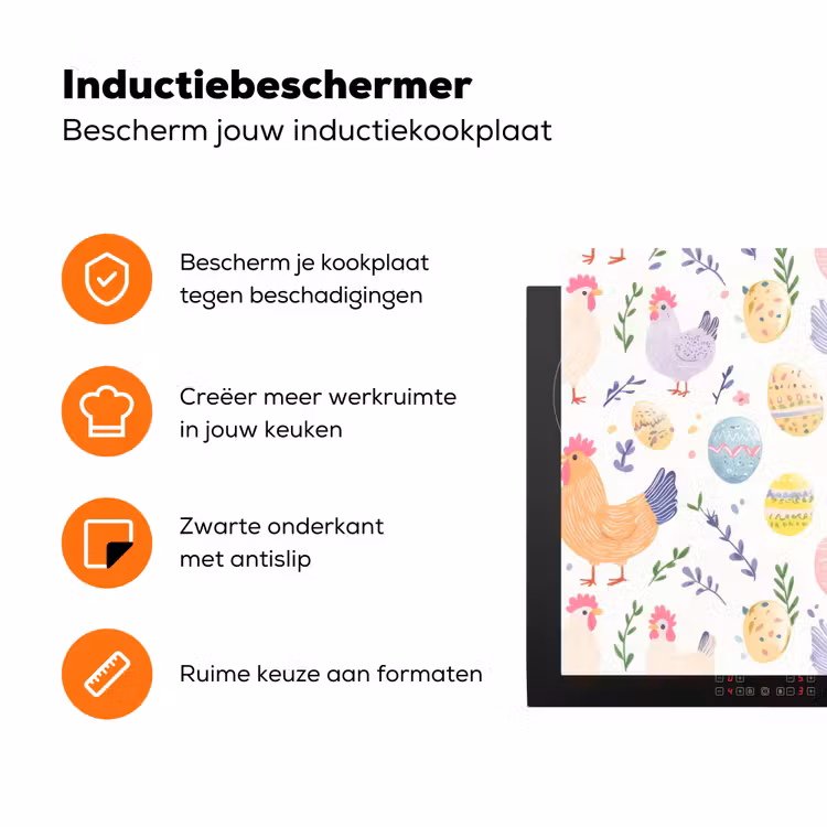 Patroon - Kip - Paaseieren Inductie beschermer vinyl 3mm klein -zzzzzzz-td-ups