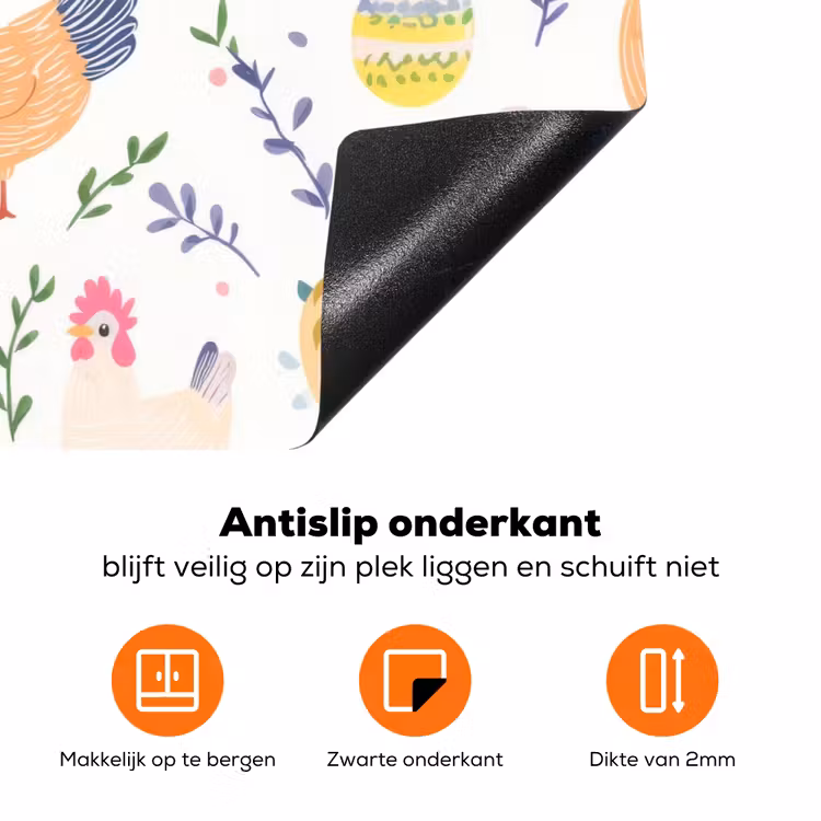 Patroon - Kip - Paaseieren Inductie beschermer vinyl 3mm klein -zzzzzzz-td-onderkant