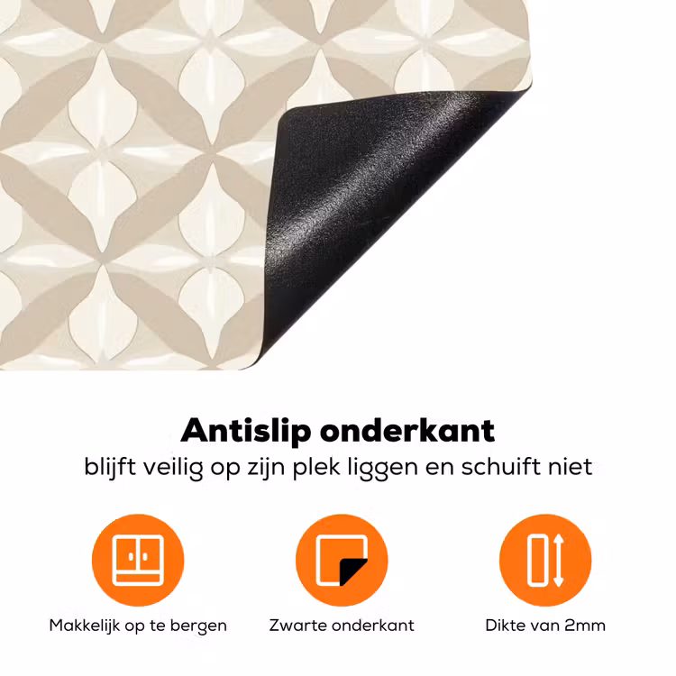 Patroon - Klassiek - Beige Inductie beschermer vinyl 3mm klein 276 -zzzzzzz-td-onderkant