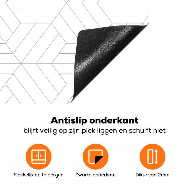 Patroon - Lijn - Design - Zwart - Wit Inductie beschermer vinyl 3mm klein 276 -zzzzzzz-td-onderkant