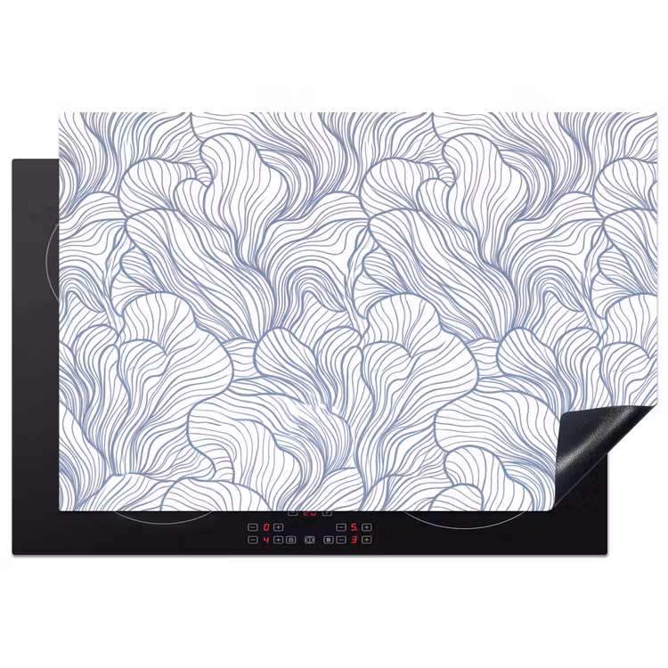 Patroon - Lijnen - Organisch - Abstract - Blauw Inductie beschermer vinyl 3mm klein -3d