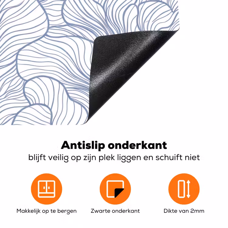 Patroon - Lijnen - Organisch - Abstract - Blauw Inductie beschermer vinyl 3mm klein -zzzzzzz-td-onderkant
