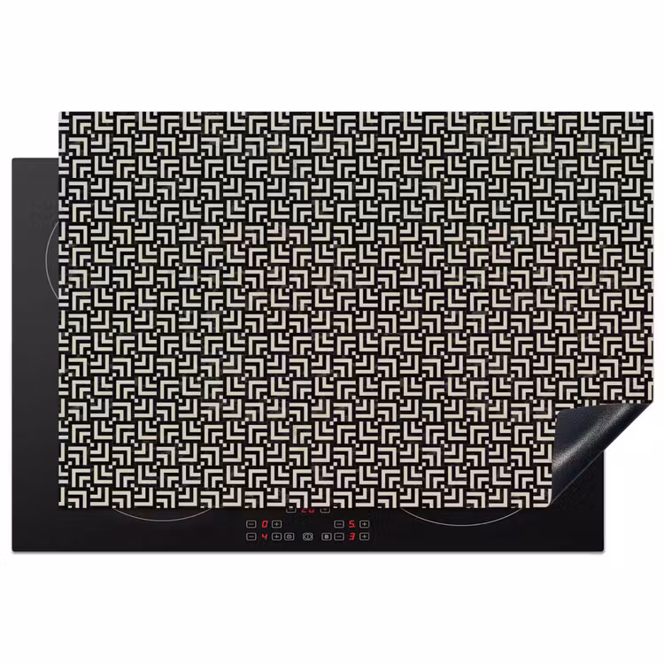 Patroon - Marmer - Zwart Inductie beschermer vinyl 3mm klein 276 -3d
