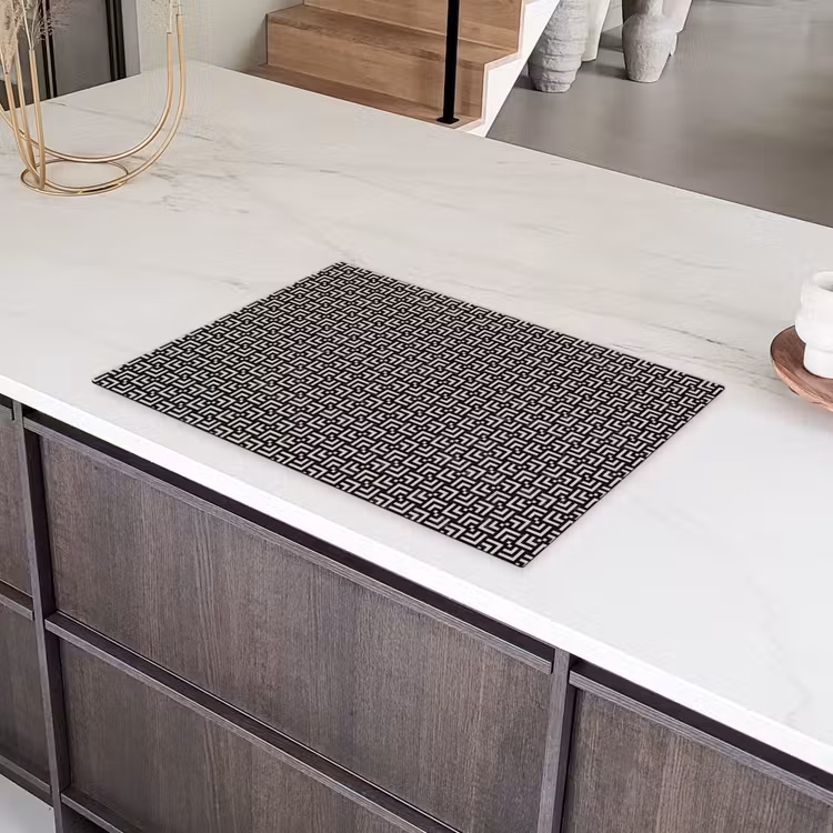 Patroon - Marmer - Zwart Inductie beschermer vinyl 3mm klein 276 -sfeer8