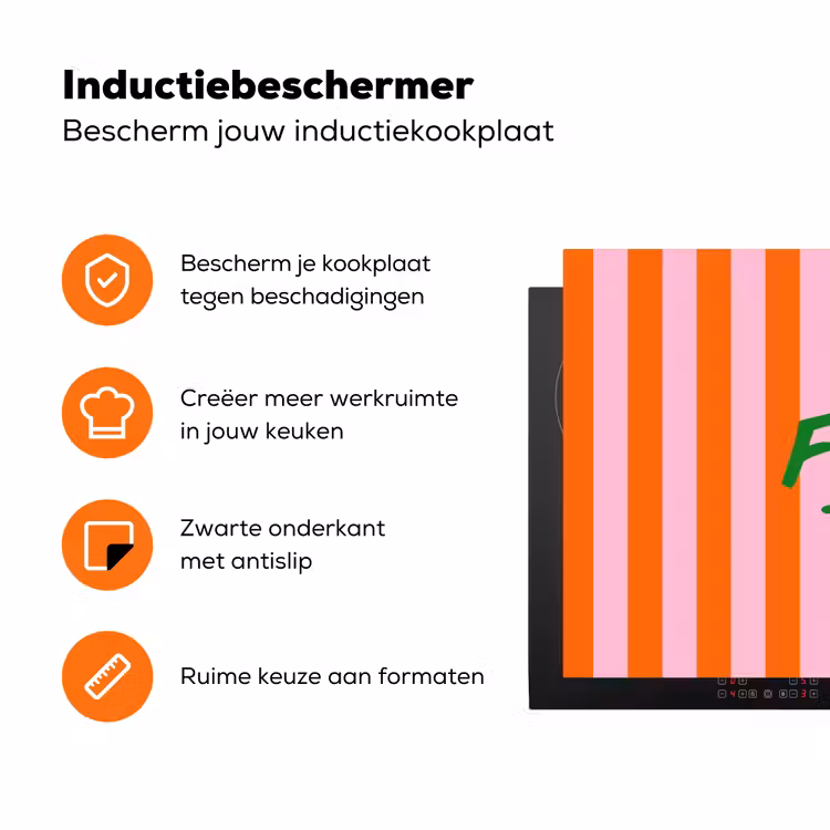Patroon - Oranje - Fijn - Strepen Inductie beschermer vinyl 3mm klein -zzzzzzz-td-ups