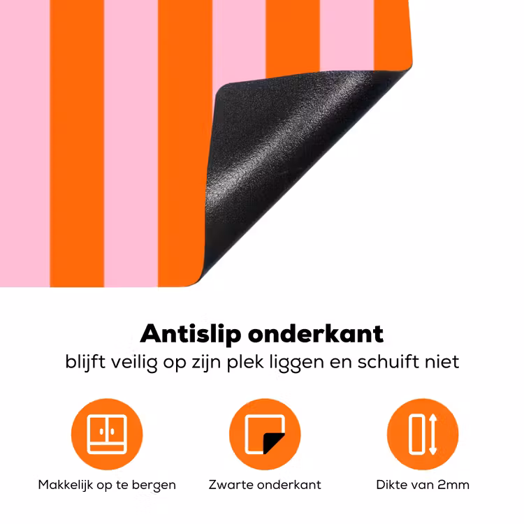 Patroon - Oranje - Fijn - Strepen Inductie beschermer vinyl 3mm klein -zzzzzzz-td-onderkant