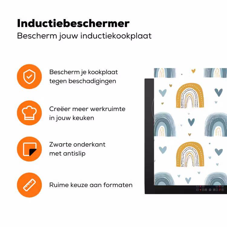 Patroon - Regenboog - Hartjes Inductie beschermer vinyl 3mm klein -zzzzzzz-td-ups
