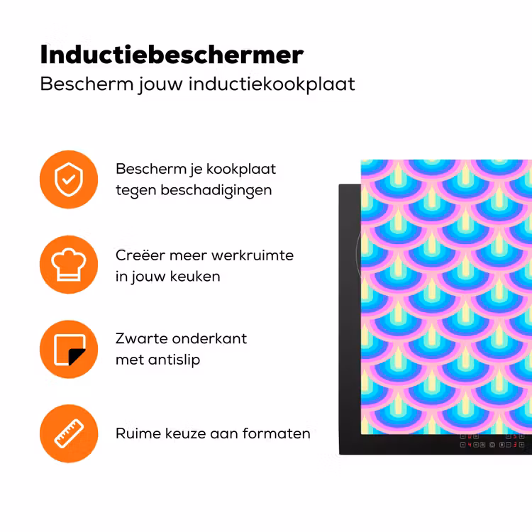Patroon - Regenboogwaaier - Neon Inductie beschermer vinyl 3mm klein 276 -zzzzzzz-td-ups