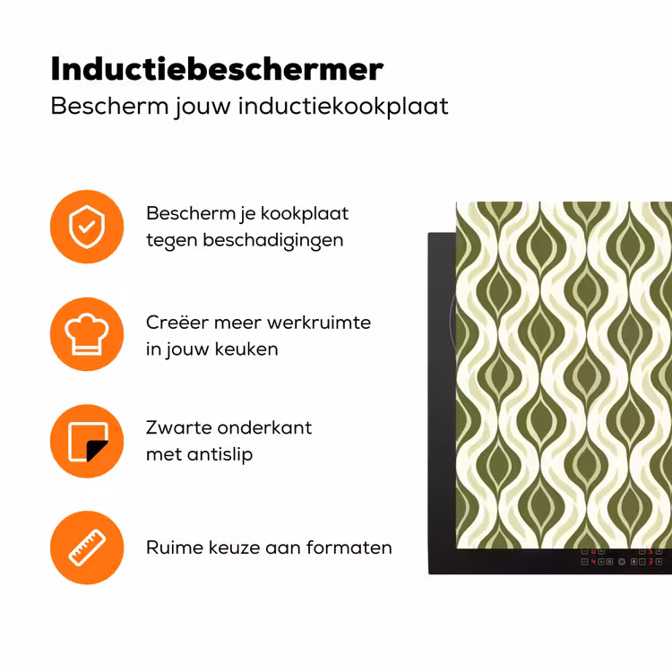 Patroon - Retro - Groen Inductie beschermer vinyl 3mm klein 276 -zzzzzzz-td-ups