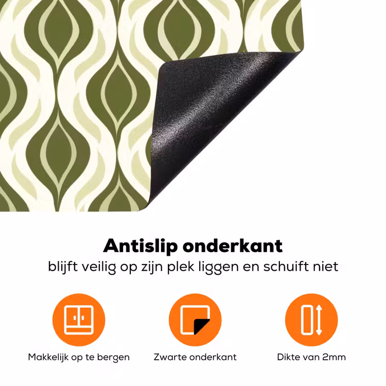 Patroon - Retro - Groen Inductie beschermer vinyl 3mm klein 276 -zzzzzzz-td-onderkant
