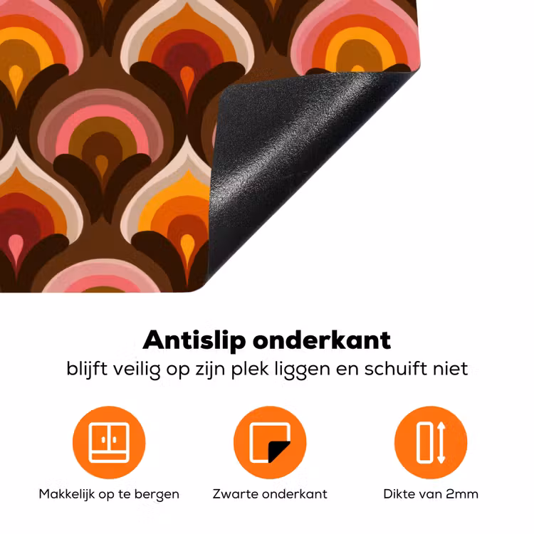 Patroon - Retro - Kleurrijk Inductie beschermer vinyl 3mm klein 276 -zzzzzzz-td-onderkant