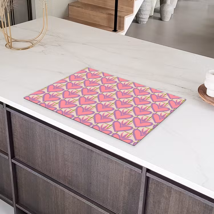 Patroon - Roze - Hartjes Inductie beschermer vinyl 3mm klein 276 -sfeer8