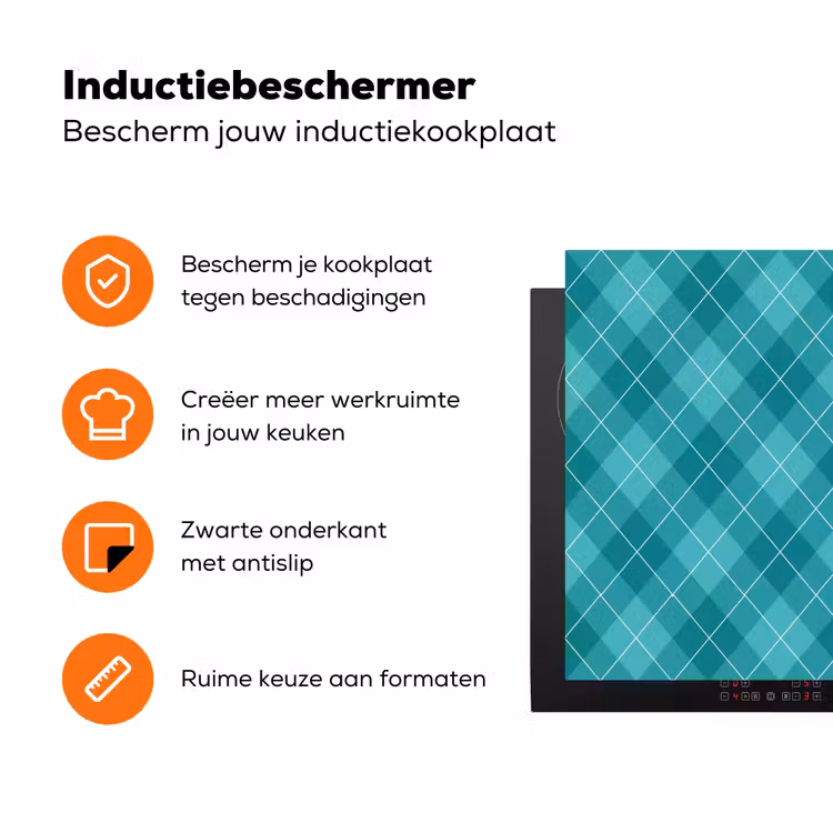Patroon - Ruiten - Blauw Inductie beschermer vinyl 3mm klein 276 -zzzzzzz-td-ups