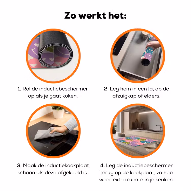 Patroon - Smiley - Kleurrijk - Hartjes Inductie beschermer vinyl 3mm klein 276 -zzzzzzz-td-werking