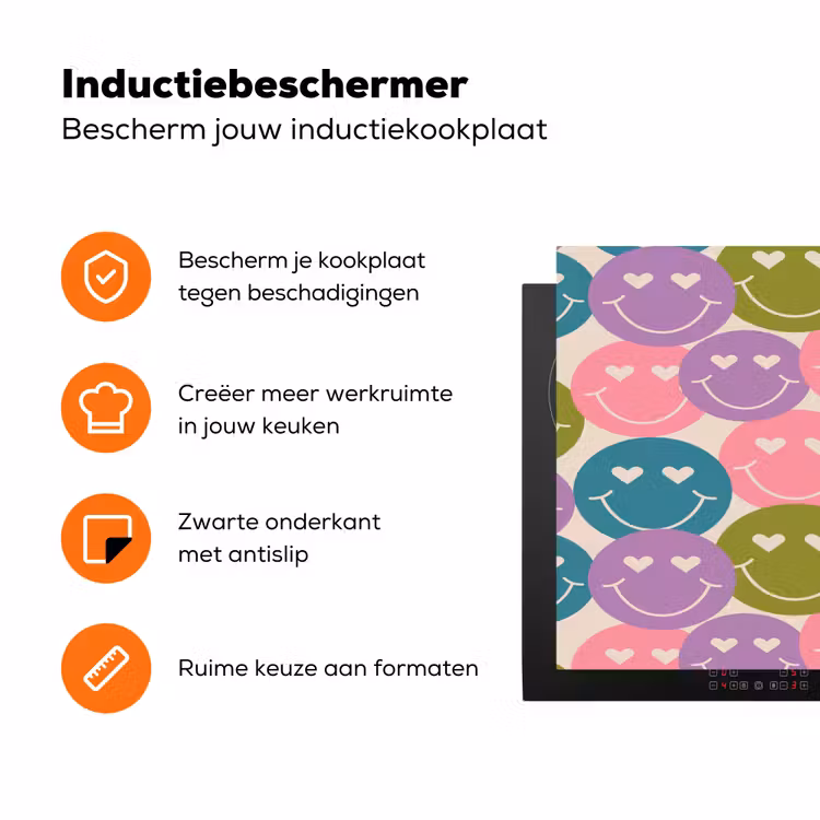 Patroon - Smiley - Kleurrijk - Hartjes Inductie beschermer vinyl 3mm klein 276 -zzzzzzz-td-ups