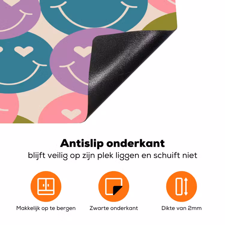 Patroon - Smiley - Kleurrijk - Hartjes Inductie beschermer vinyl 3mm klein 276 -zzzzzzz-td-onderkant