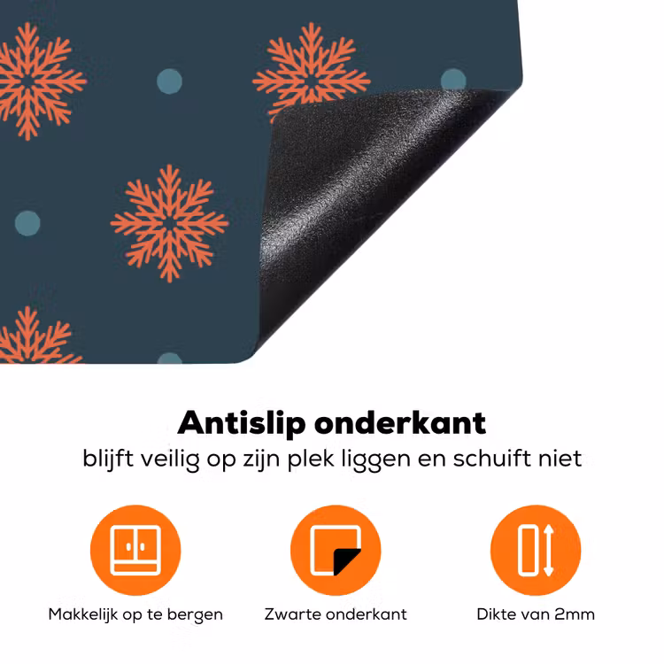 Patroon - Sneeuwvlokken - Blauw Inductie beschermer vinyl 3mm klein 276 -zzzzzzz-td-onderkant