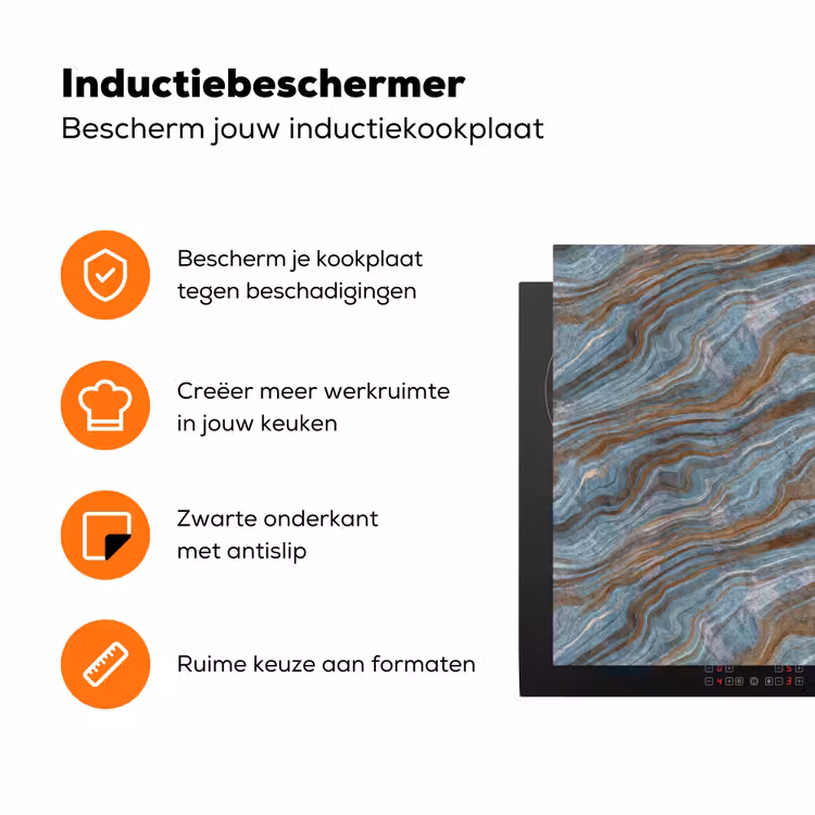 Patroon - Steen - Blauw Inductie beschermer vinyl 3mm klein 276 -zzzzzzz-td-ups