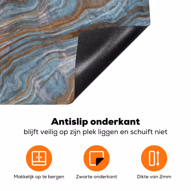 Patroon - Steen - Blauw Inductie beschermer vinyl 3mm klein 276 -zzzzzzz-td-onderkant
