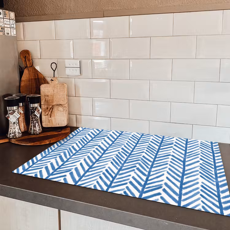 Patroon - Streep - Blauw Inductie beschermer vinyl 3mm klein 276 -sfeer3