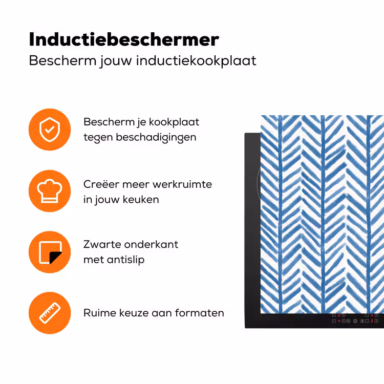 Patroon - Streep - Blauw Inductie beschermer vinyl 3mm klein 276 -zzzzzzz-td-ups