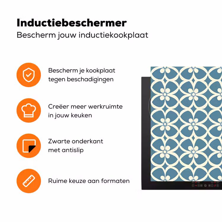 Patroon - Symmetrisch - Blauw Inductie beschermer vinyl 3mm klein 276 -zzzzzzz-td-ups