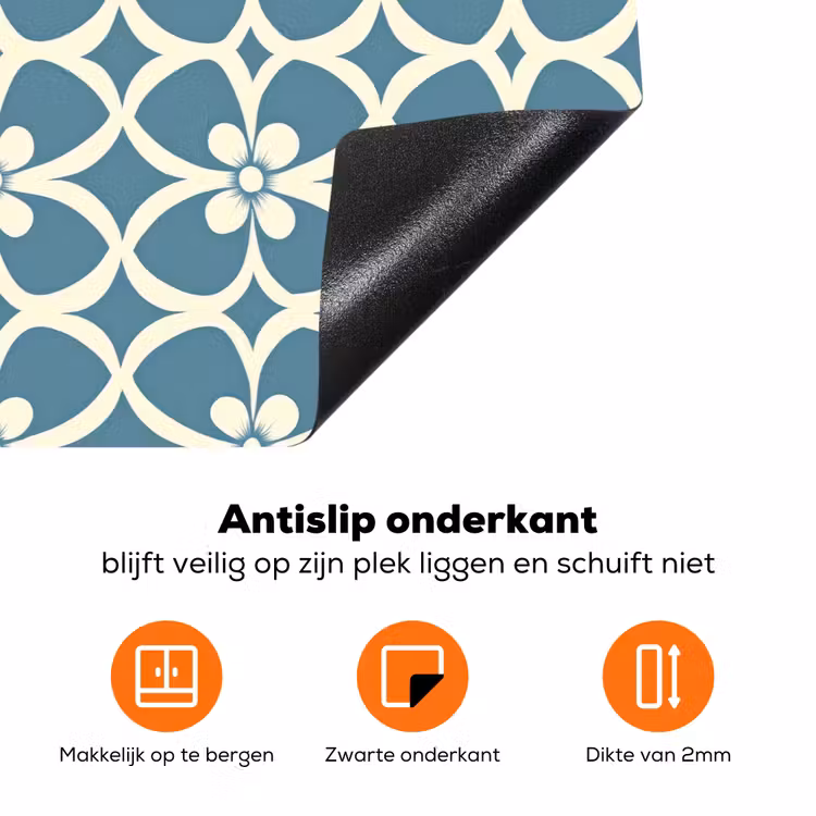 Patroon - Symmetrisch - Blauw Inductie beschermer vinyl 3mm klein 276 -zzzzzzz-td-onderkant