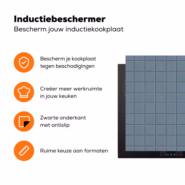 Patroon - Tegel - Blauwgrijs Inductie beschermer vinyl 3mm klein 276 -zzzzzzz-td-ups