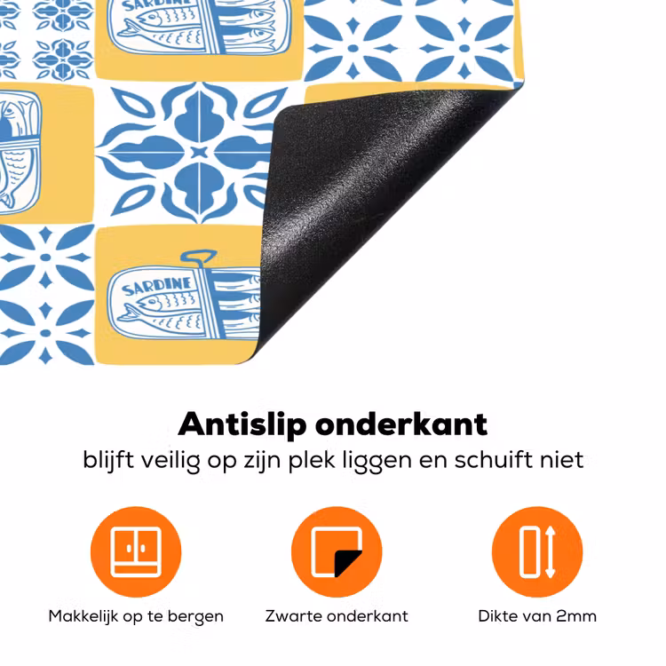 Zee - Geel - Blauw - Wit Inductie beschermer vinyl 3mm klein 276 -zzzzzzz-td-onderkant