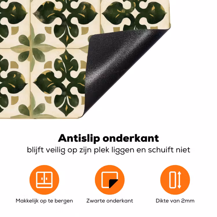 Patroon - Tegel - Groen Inductie beschermer vinyl 3mm klein 276 -zzzzzzz-td-onderkant