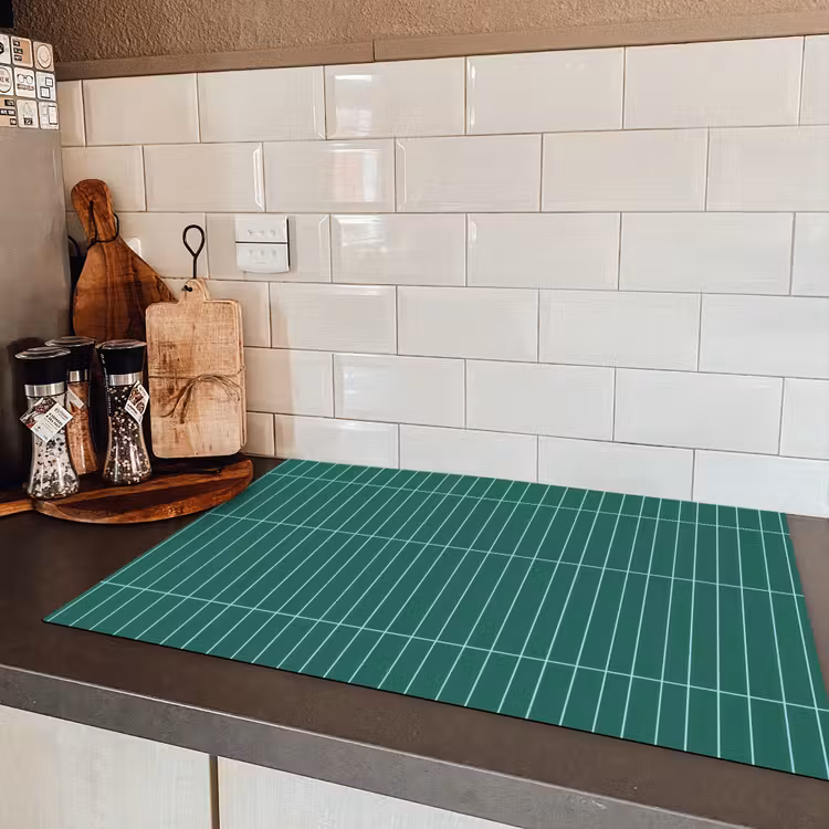 Patroon - Tegel - Saliegroen Inductie beschermer vinyl 3mm klein 276 -sfeer3