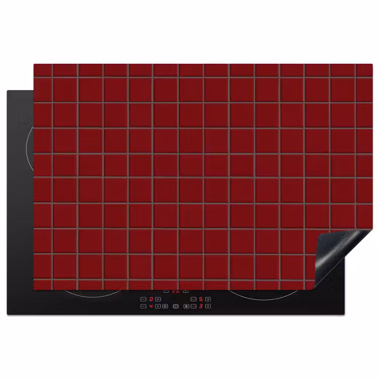 Patroon - Tegels - Burgundy Inductie beschermer vinyl 3mm klein 276 -3d