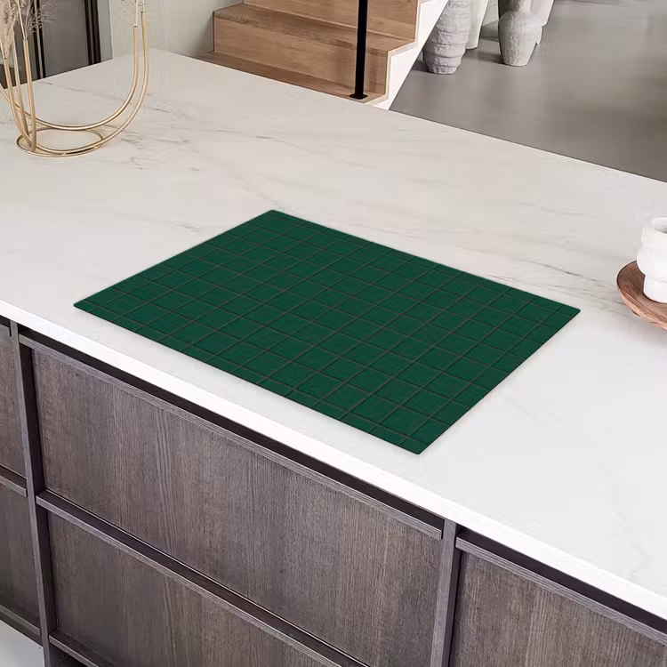 Patroon - Tegels - Dennen - Groen Inductie beschermer vinyl 3mm klein 276 -sfeer8