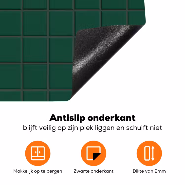 Patroon - Tegels - Dennen - Groen Inductie beschermer vinyl 3mm klein 276 -zzzzzzz-td-onderkant