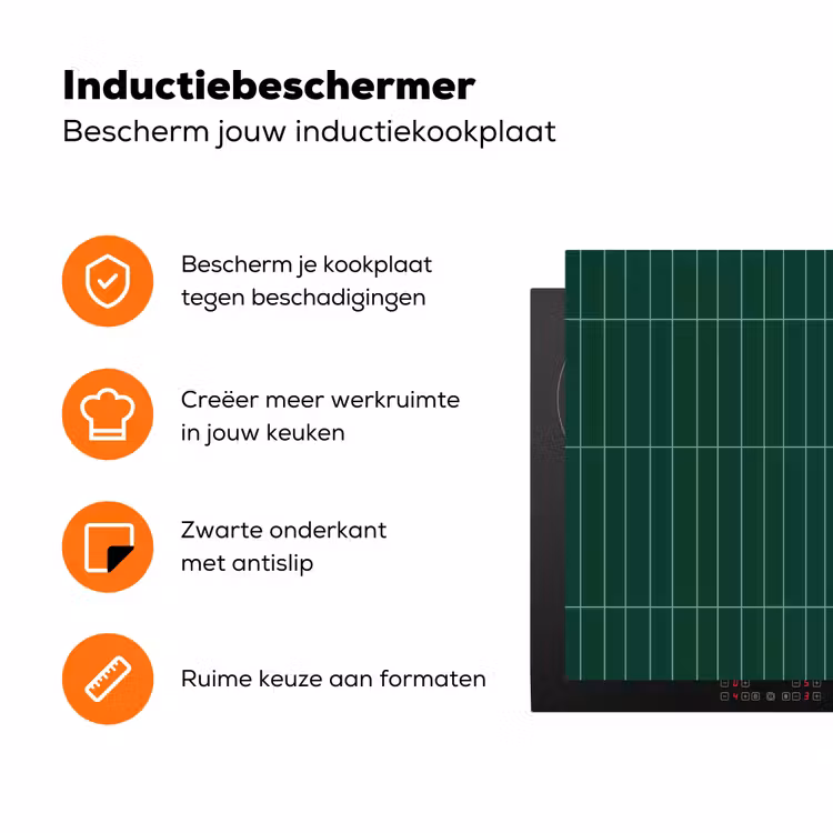 Patroon - Tegels - Donkergroen Inductie beschermer vinyl 3mm klein 276 -zzzzzzz-td-ups