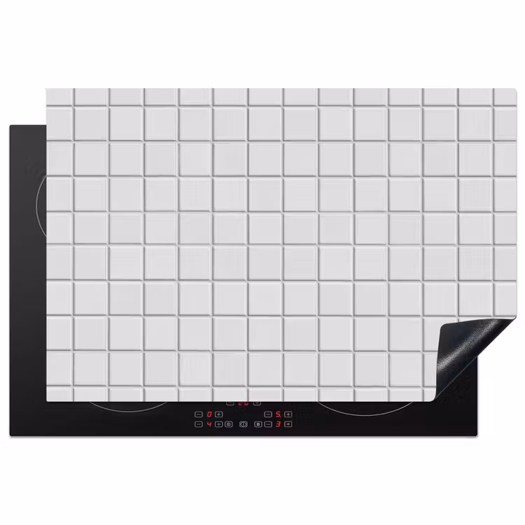 Patroon - Tegels - Grijs - Wit Inductie beschermer vinyl 3mm klein 276 -3d
