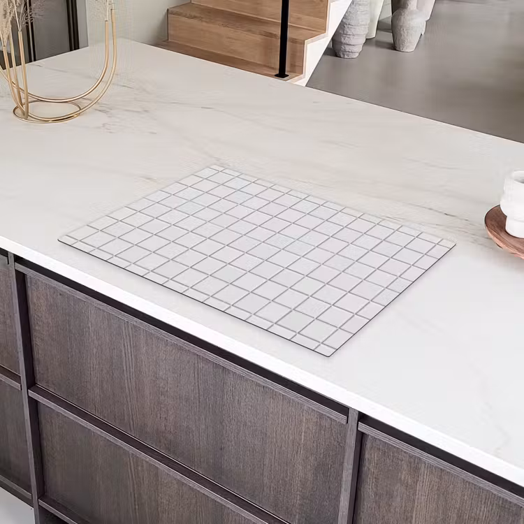 Patroon - Tegels - Grijs - Wit Inductie beschermer vinyl 3mm klein 276 -sfeer8