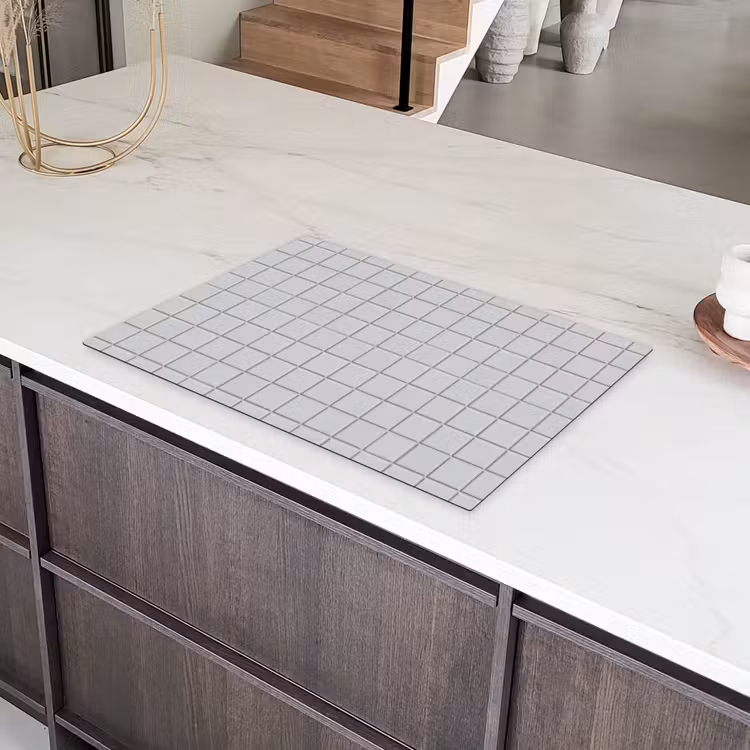 Patroon - Tegels - Licht - Grijs Inductie beschermer vinyl 3mm klein 276 -sfeer8