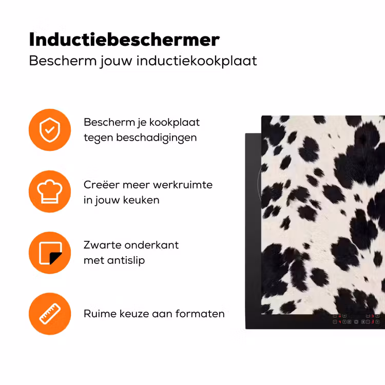 Patroon - Vacht - Zwart - Wit Inductie beschermer vinyl 3mm klein -zzzzzzz-td-ups